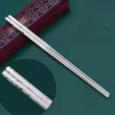 Pair Authentic Certified Solid 999Sterling Silver Chinese Chopsticks Tableware01