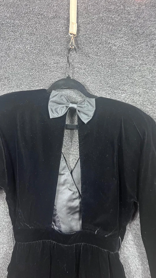 Vestido de Colección Jackie Bernard EKLEKTIC 10 Negro Terciopelo Envolvente Hecho en EE. UU. Años 80 Foto 3 de 4