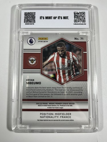 2021-22 Bryan Mbeumo Orange Prizm Rookie RC Brentford Manchester Utd Pristine 10 - Picture 6 of 6