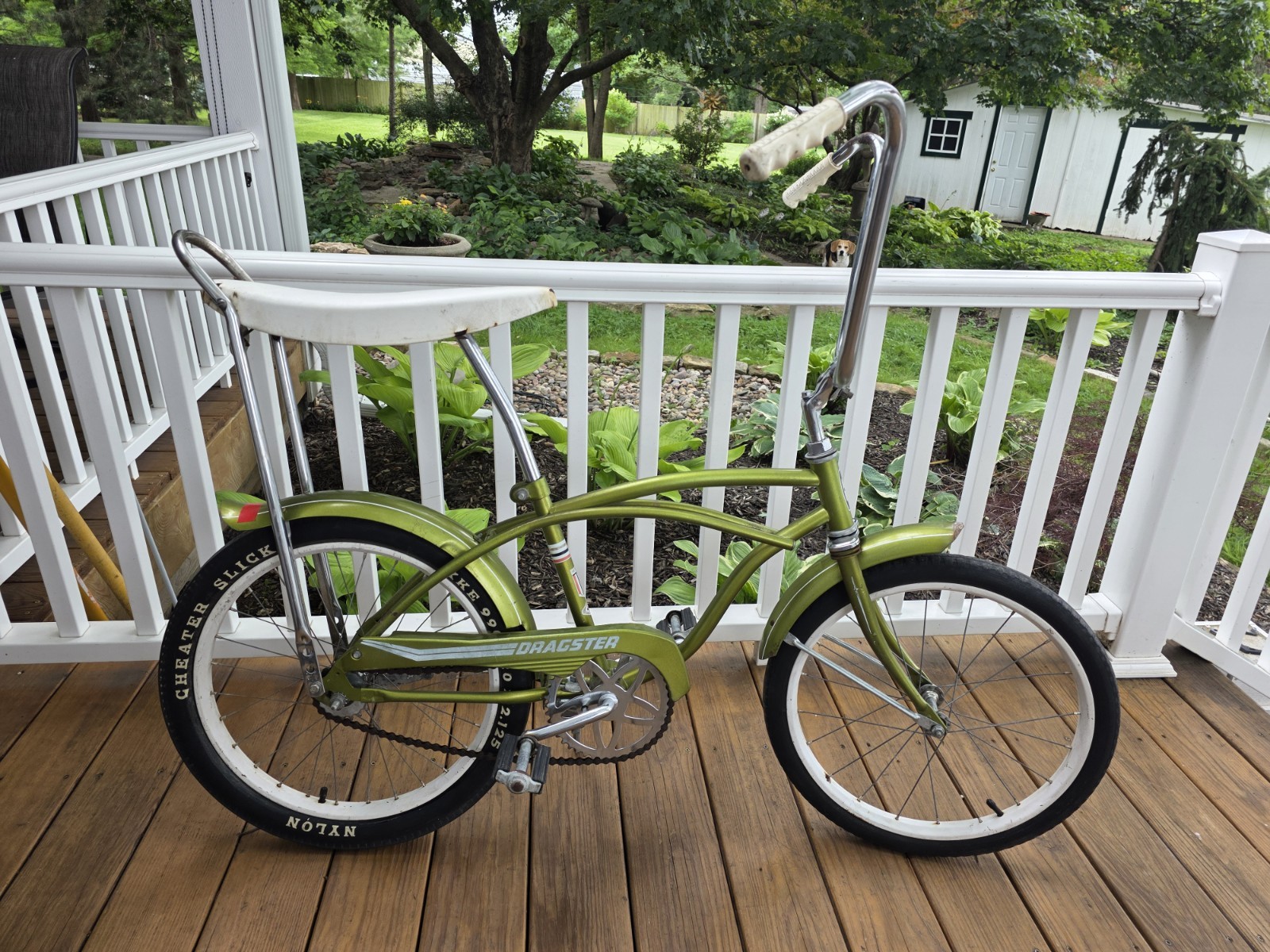 (Used) 1968 HUFFY DRAGSTER CHEATER SLICK Olive RARE Muscle Bike Original Survivor 68 (859.63 USD)