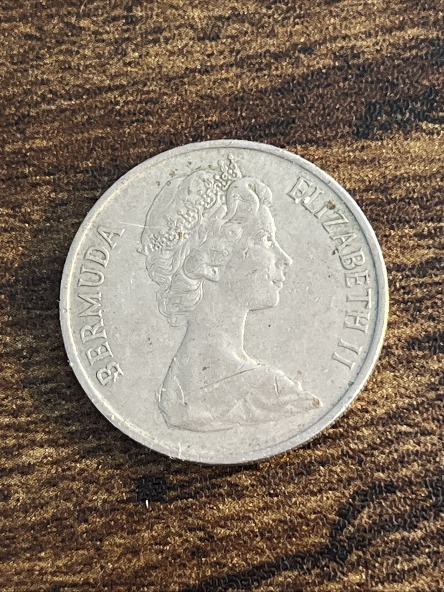 1973 Bermuda 25 Twenty Five Cents Tropical Vintage Queen Elizabeth