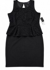 Lane Bryant Dress Size 16 Black Peplum Sheath Laser Cut Sleeveless Cocktail NWT