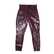 Spanx Women’s 1X Faux Patent Leather Leggings Burgundy Ruby High Waist