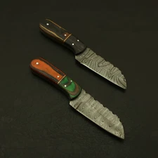 CUSTOM HANDMADE DAMASCUS STEEL HUNTING KNIFE ROSE WOOD HANDLE W/SHEATH