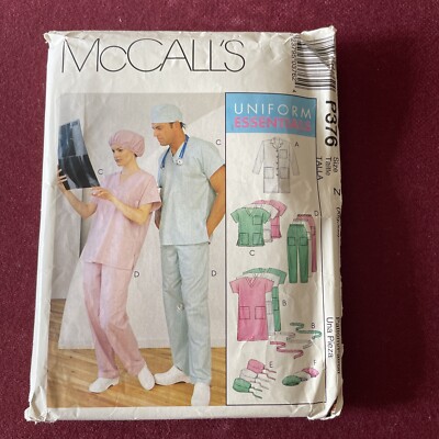 McCalls 376 NEW Medical Scrubs,Lab Coat & Hats Size Xl-Xxl (44-48)