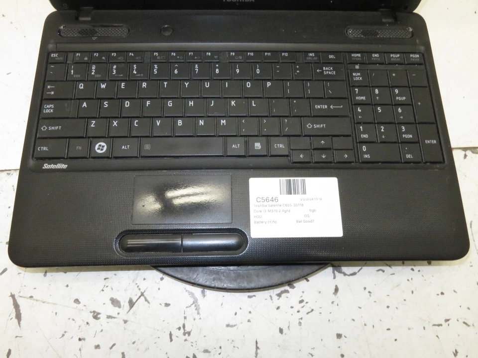 Portátil Toshiba Satellite C655-S5118 Intel Core i3-M370 6 GB de RAM sin disco duro ni batería Foto 2 de 4