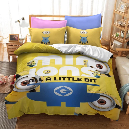 Minions Cartoon Donna Duvet Cover Bedding Set Pillowcases Single Double Queen - Bild 23 von 32