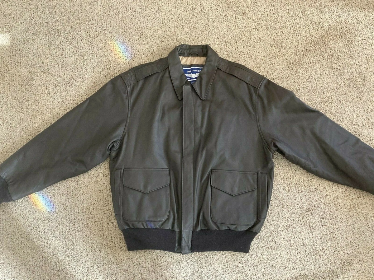 Air Force Airborne Leathers Brown Leather Flight Bomber Jacket Men s Large