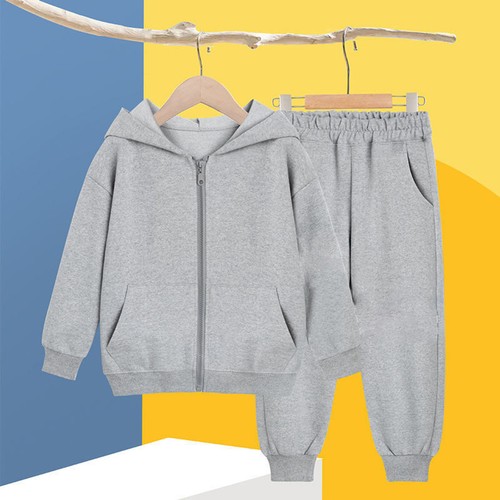 Kids Boys Girls Outfit Solid Color Tracksuit Pockets Hooded Long Sleeve Jacket - Picture 16 of 27