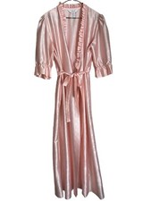 Vintage Van Raalte Pink Ruffle Robe Bow Pretty Sleepwear Dacron Lightweight Sz M