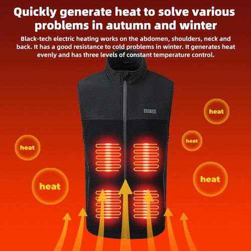 Heated Vest 23 Heating Zones w/ 10000mAh Battery Pack Electric Heating Jacket US - Picture 5 of 26