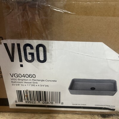 Vigo VG04060 Concreto Stone 23-5/8Concreto Stone 11'' Rectangular - Grey