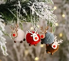 Reindeer Baubles – Set of 4 Christmas Tree Ornaments | Festive Holiday Décor