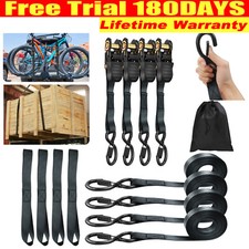 4x Ratchet Straps 800kg Break Strength 5m Tie Down Strap Soft Loops Secure Cargo