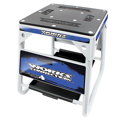 Works Connection Factory 4 Stand White w/Blue Decals-Motorcycle 