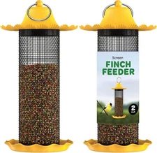 Finch Bird Feeders for outside [Set of 2] 0.5 LB Capacity Yellow Wild Bird Feede