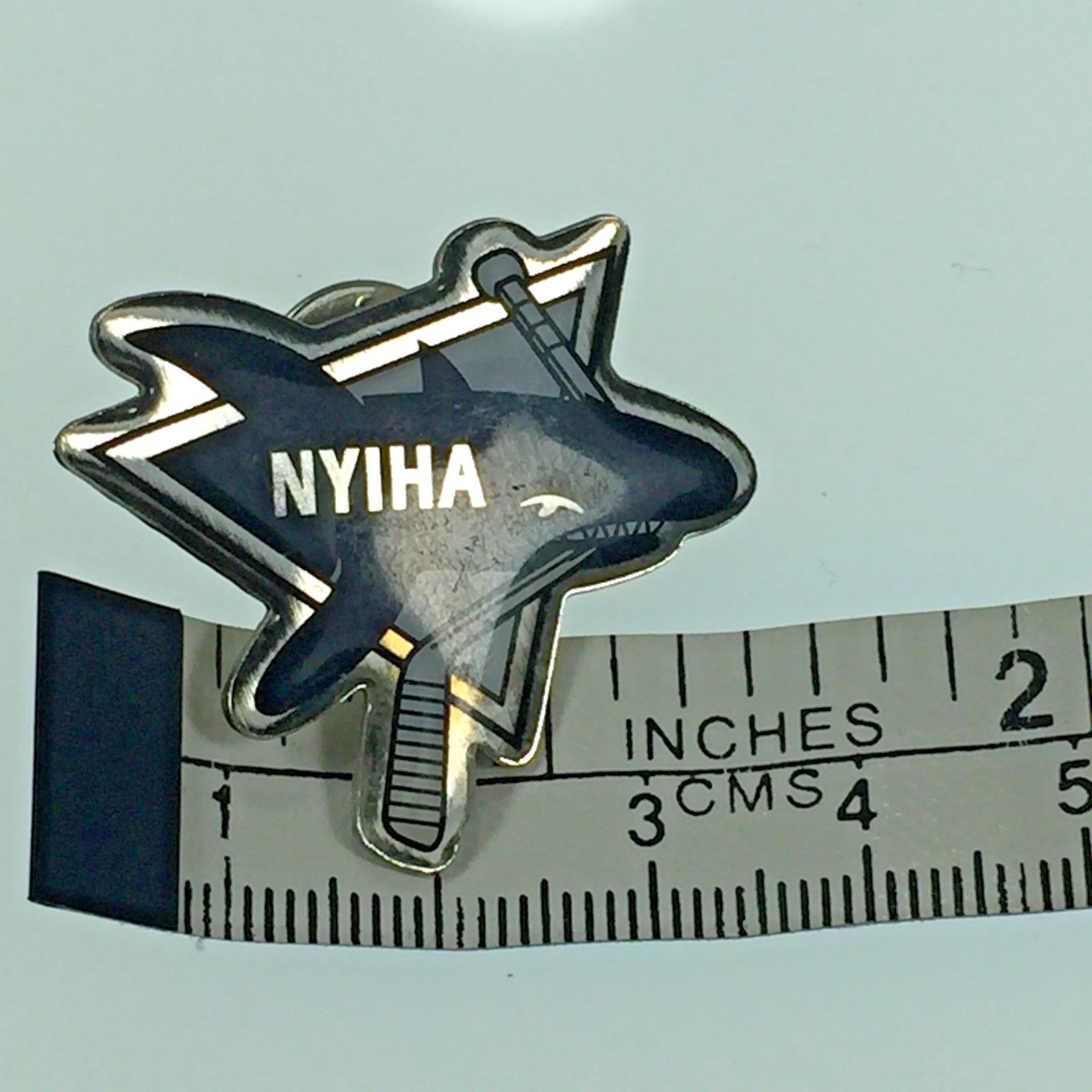 Vintage NYIHA New York International Hockey Assoc. Sharks Hockey Team Lapel Pin 