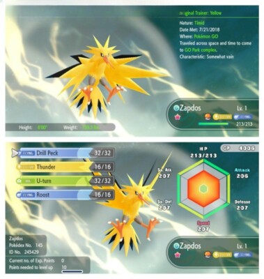 Zapdos Rarest Pokemon Let's Go Pikachu Pokemon Let's Go