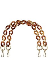 Acrylic Purse Handle Chain Strap For Handbag Set Of 2 Brown Goldtone Hardware
