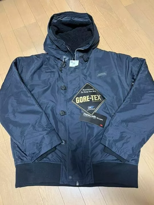 STUSSY Gore-Tex N-2B Hooded Boa Jacket Navy Size M No noticeable