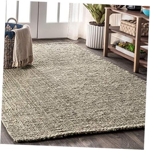 NRF102C-5 Pata Hand Woven Chunky Jute Gray 5 ft. x 8 ft. Area Rug 5 X 8 Grey