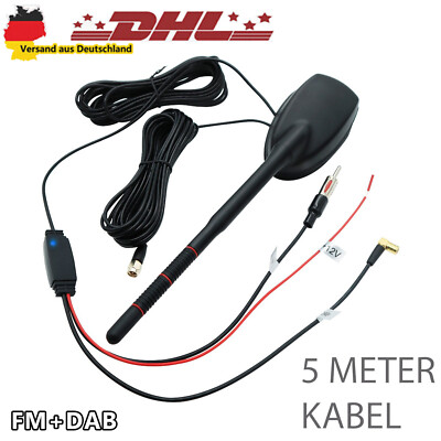 Universal Auto Antenne Schwarz DAB+AM FM Radio Dachantenne SMB DIN Stecker