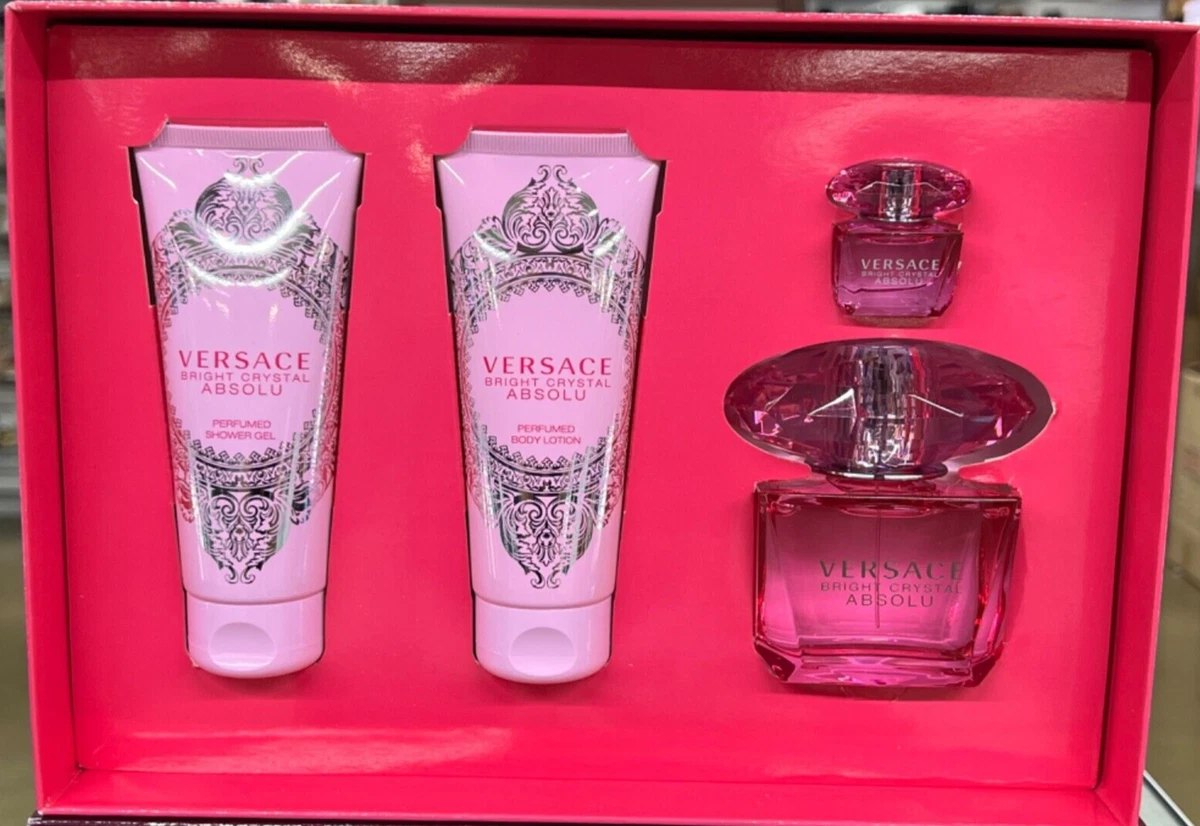 VERSACE BRIGHT CRYSTAL ABSOLU by Versace 4 PIECE GIFT SET 3.4 OZ PERFUME