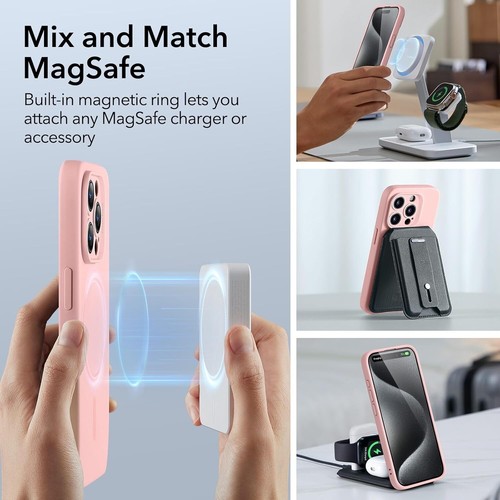 ESR for iPhone 15 Pro Case with MagSafe, Supports Magnetic Charging, Slim Cloud - Photo 3 sur 8