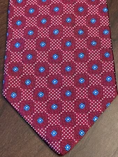 Olmo, Red, Blue Stars, Hand Made, Made In Italy, 100% Silk, Men’s Neck Tie
