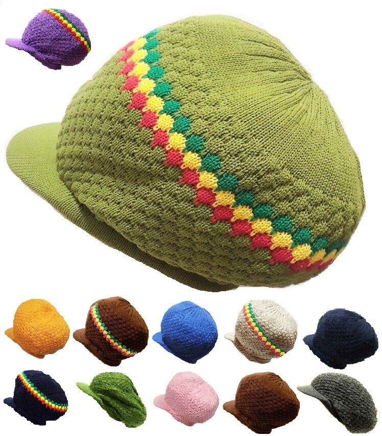 Striped Tall Hat Dreadlocks Rasta Visor Cap Rastafari Striped Tall Hat Dreadlocks Rasta Visor Cap Rastafari