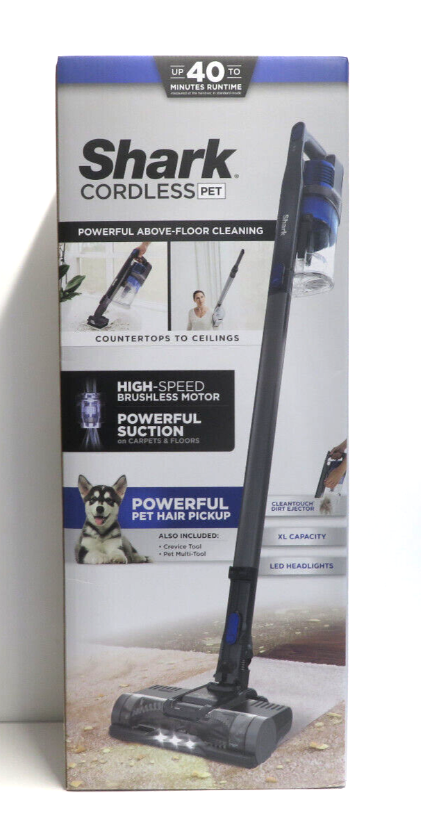 Shark Pet Cordless Stick Vacuum IX141, LED Headlights Blue Iris, XL