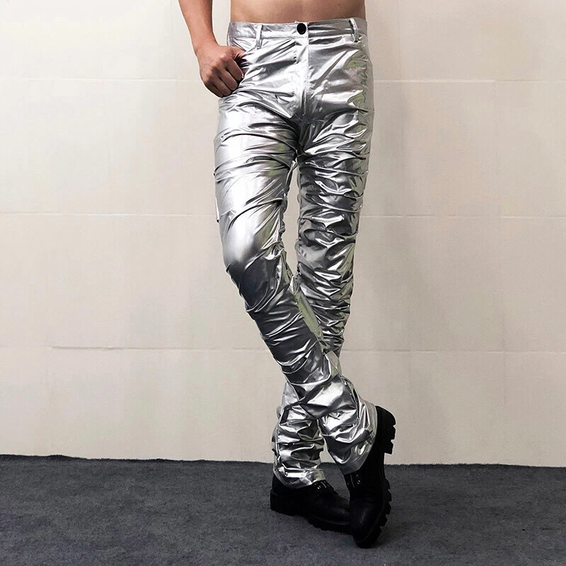 Silver-Coloured Pants with Crosses for Men from the Devil Fashion Brand