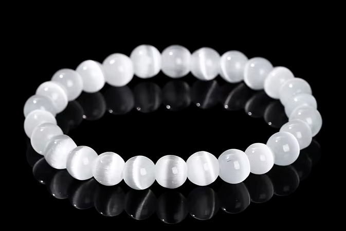 White Tiger Eye 10mm Beaded Stretch Bracelet for Women & Men-image