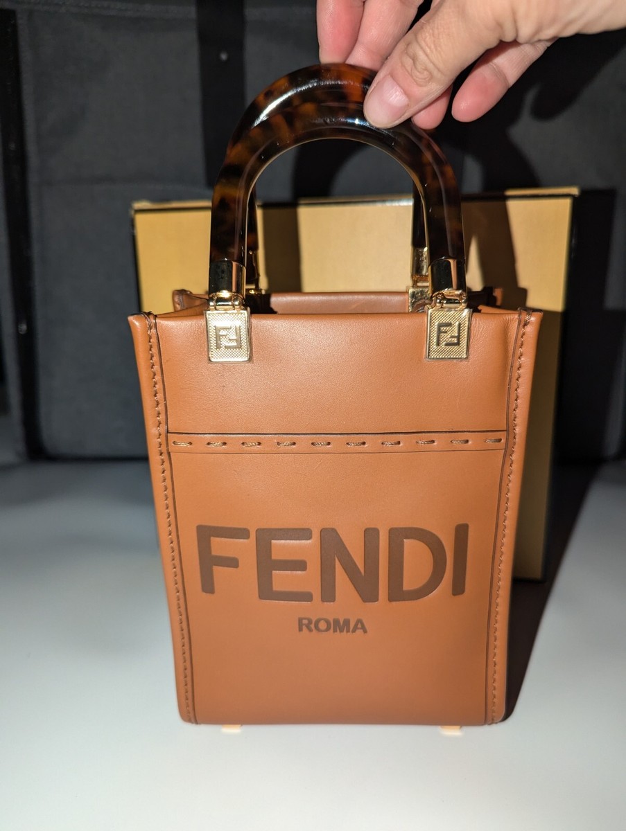 Fendi Sunshine Shoulder Bag Mini Brown Leather Pre-Owned | eBay