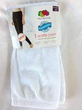Fruit of the Loom Women's Waffle Pants Size XXL 20 Thermal White Bottom NIP