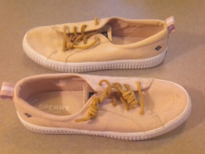 Sperry Top Sider A18-61790 Women's Size 7M Tan Canvas Slip On | eBay