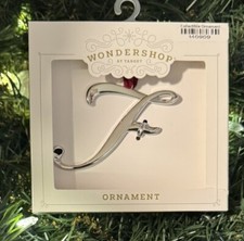 2025 Wondershop Monogram Letter F Silver Initial Christmas Tree Ornament