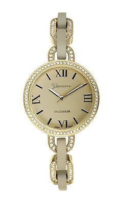 NEW Geneva 9471 Women's Platinum Aigle Collection Beige/Gold Bangle Cute Watch