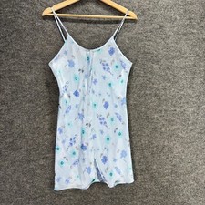 Cinema Etoile Night Gown Women M Medium Blue Floral Sleeveless Semi Opaque