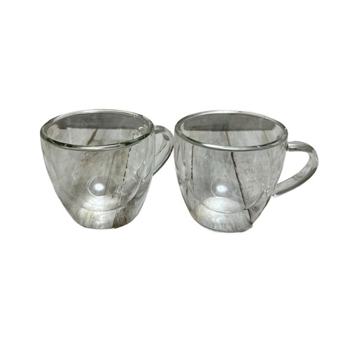Mundgeblasene Glas Kaffee Tee Cappucino Tassen klar 2er Set - Bild 1 von 4