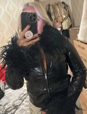 Asos Reclaimed Vintage Faux Fur Cuff Collar Jacket In Black