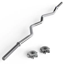 47" EZ Curl Bar Weight Lifting Bar, Standard Barbell Bar for Hip 