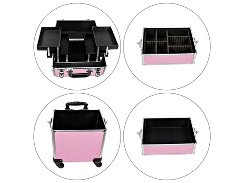 Beauty Trolley CASSANDRA Aluminium pink Kosmetik Koffer Case Schmink Visagisten - Bild 5 von 5
