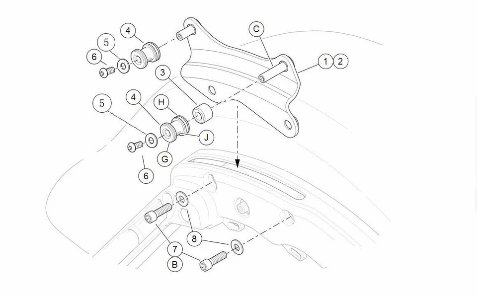 4 Point Docking Hardware Kit Backrest Sissy Bar For Harley Touring 2014-2025 23 - Image 3 of 4