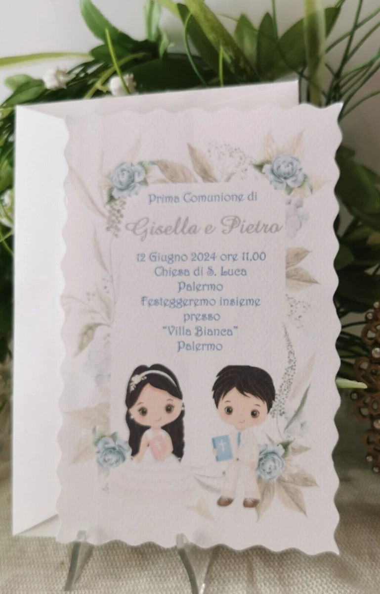 25 Biglietti D'Invito DIN A6 In Tessuto: Matrimonio, Battesimo, Compleanno, Design Classico