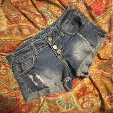 Rebel By Right Jean Short Booty Shorts Denim Y2k Distressed Low Rise Waisted 1
