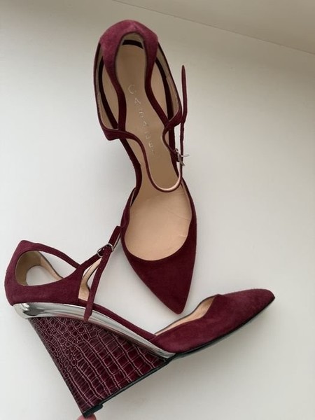 Damen Casadei Heels Burgund Leder 40