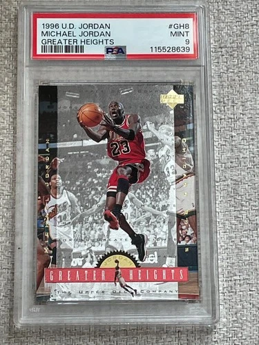 1996-97 UPPER DECK GREATER HEIGHTS MICHAEL JORDAN CARD #GH8 GRADED PSA 9 MINT