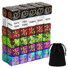 60 PCS Life Counters for MTG, TCG  6Sided Dice Set, Buff Tokens