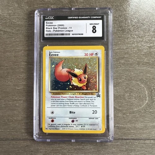 Eevee Pokemon (2000) Black Star Promo- 11 Holo Pokémon league CGC 8  MINT